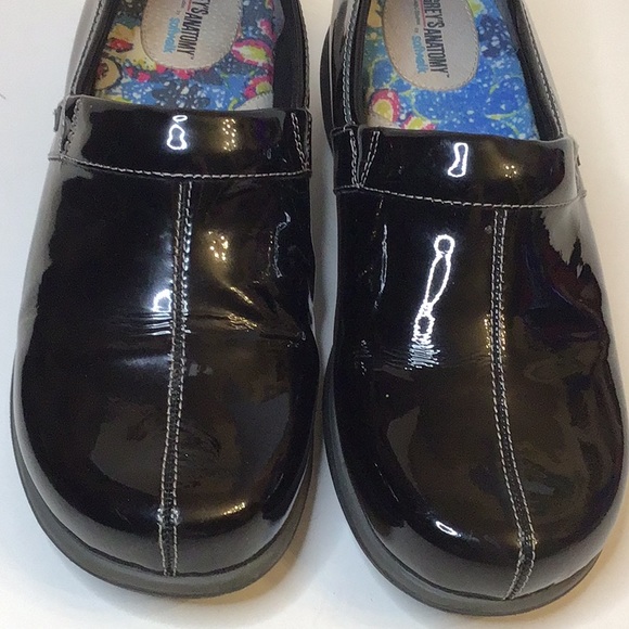 GREY’S ANATOMY SOFT WALK BLACK PATENT CLOGS SHOES SZ 8.5 M - Picture 7 of 15